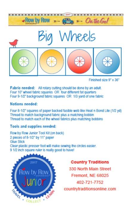 Big Wheels Junior Pattern - Nebraska Quilt Company - PUB30042