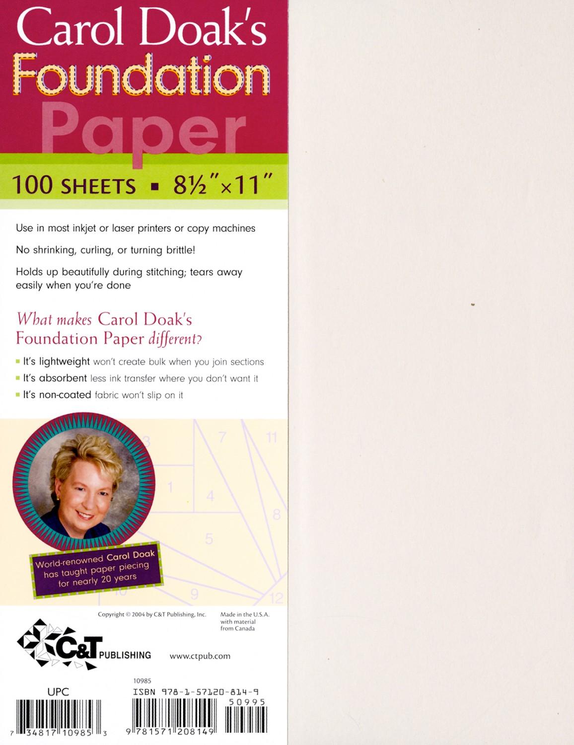 Carol Doak's Foundation Paper - Nebraska Quilt Company - N03431