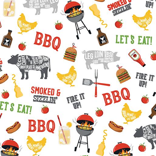 Chillin & Grillin Smoked & Sizzlin White - 14356 - 09 - Benartex - Nebraska Quilt Company - F07745