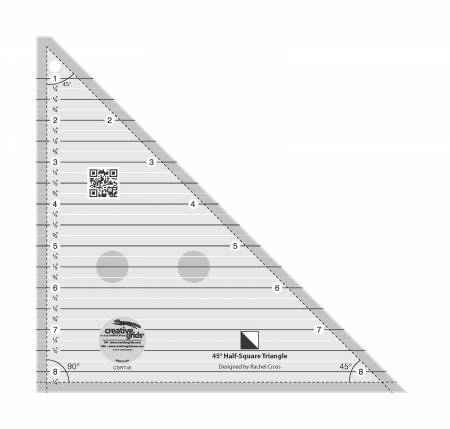 Creative Grids 45 Degree Half - Square Triangle 8 - 1/2in Quilt Ruler - Nebraska Quilt Company - N04098