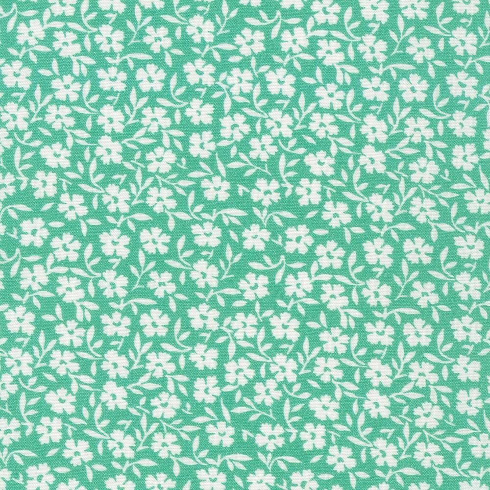 Flowerhouse: At the Cottage Simple Flowers Aloe - FLHD - 22078 - 36 - Robert Kaufman - Nebraska Quilt Company - F06354