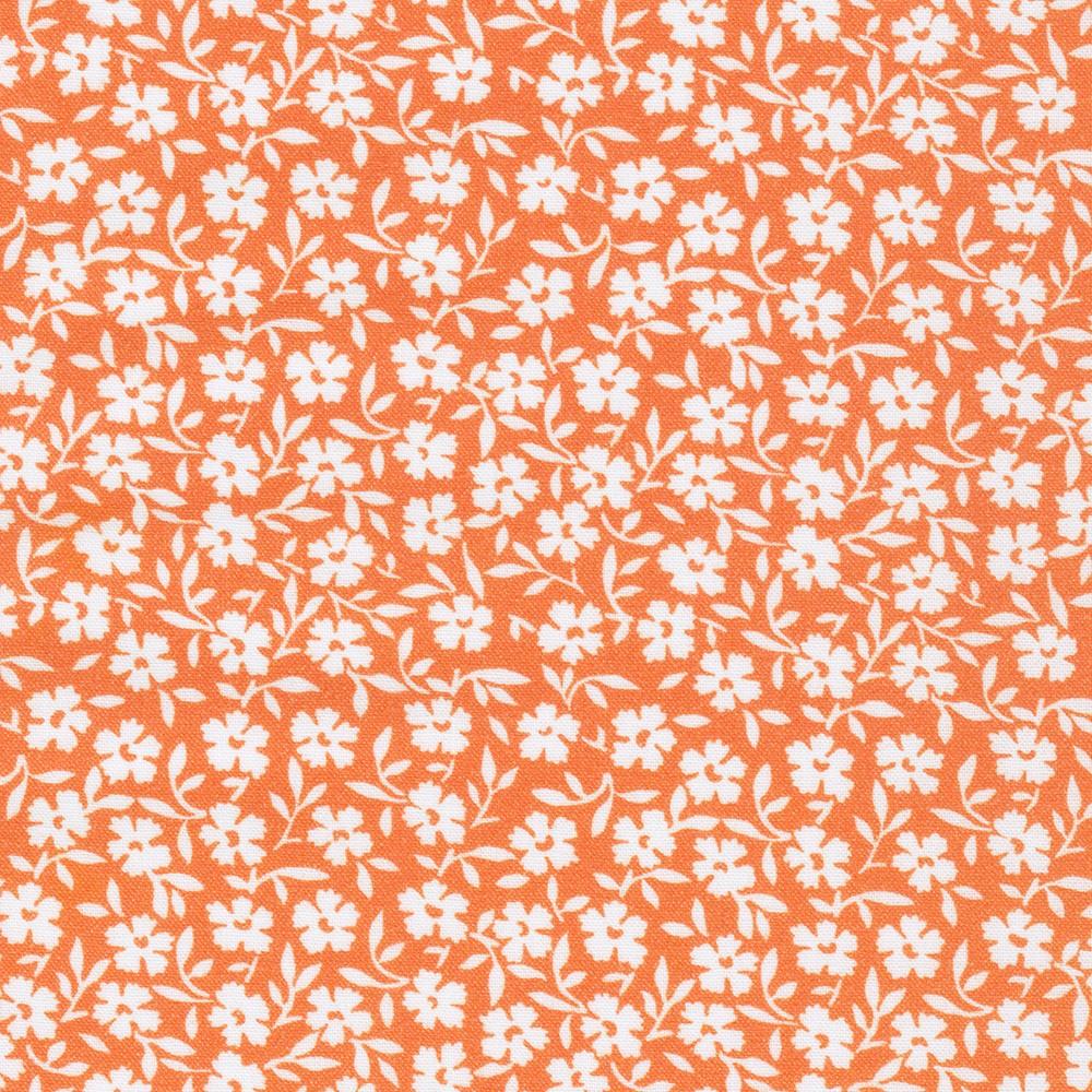 Flowerhouse: At the Cottage Simple Flowers Orange - FLHD - 22078 - 8 - Robert Kaufman - Nebraska Quilt Company - F06352