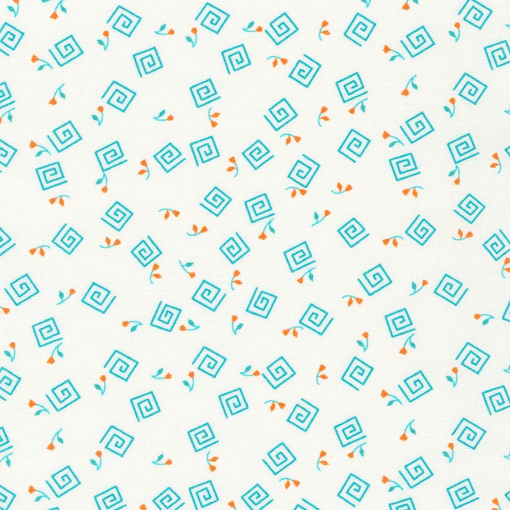 Flowerhouse: At the Cottage Swirls Teal - FLHD - 22080 - 213 - Robert Kaufman - Nebraska Quilt Company - F06363