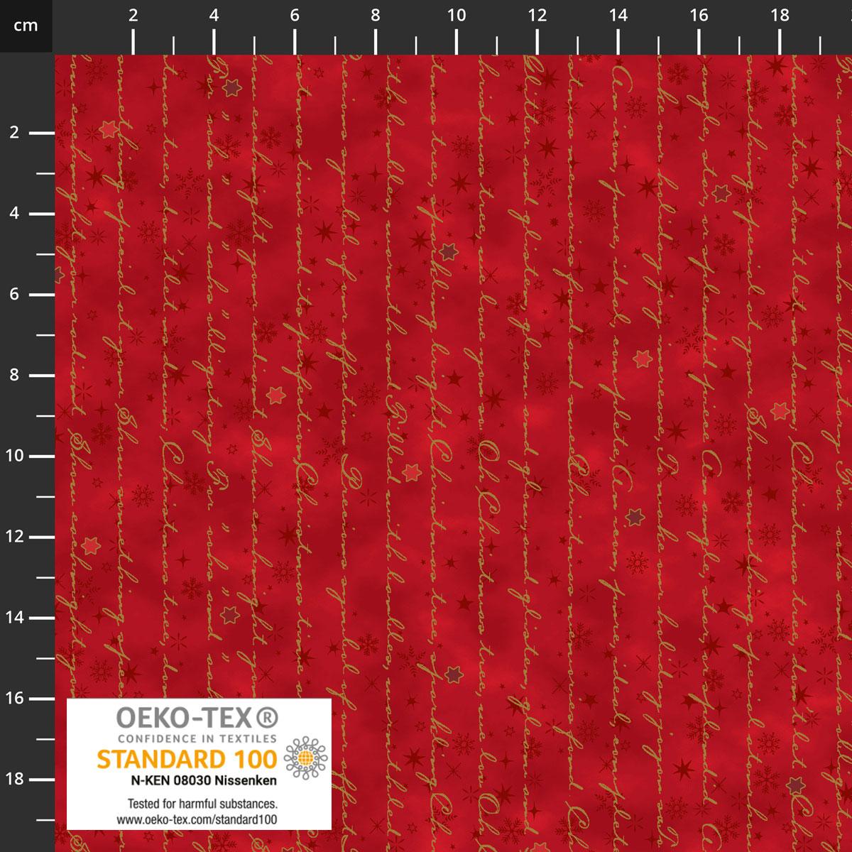 Frosty Snow Writings Red/Gold - S - FROSTYSNOW - 4590 - 404 - Stof Fabrics - Nebraska Quilt Company - F05298