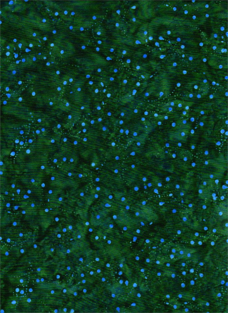 Jewels of the Islands Pine Green Blue Fairy Dots - 0213 - Batik Textiles - Nebraska Quilt Company - F08375