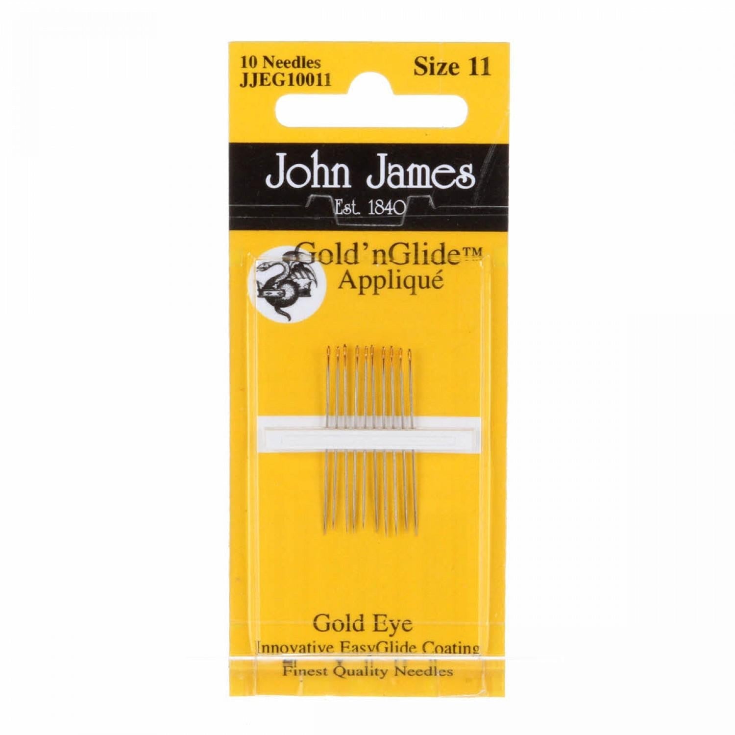 John James Gold'n Glide Applique Needles Size 11 10 Count - Nebraska Quilt Company - N02390