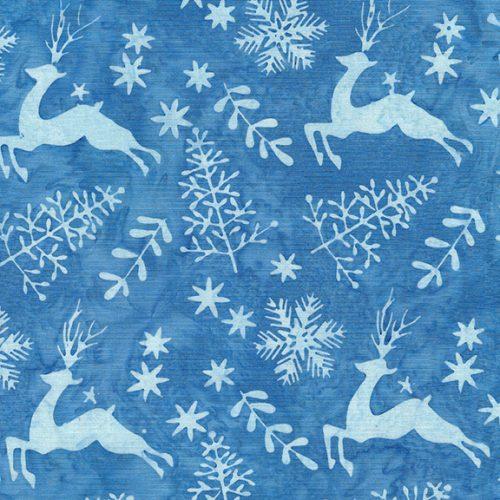 Let It Snow Deer Blue Azure - 122215540 - Island Batik - Nebraska Quilt Company - F04671