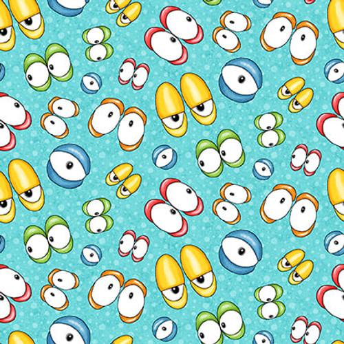 Monster'ocity Eyes Glow Aqua - 1232G - 11 - Henry Glass & Co. - Nebraska Quilt Company - F06409