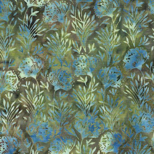 Natural Healing Flower with Leaves Green Jungle - 112324670 - Island Batik - Nebraska Quilt Company - F04557