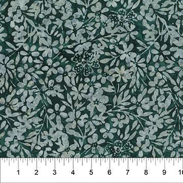 Pearls Batiks Wild Daisies Smokey Teal - 80996 - 68 - Banyan Batiks - Nebraska Quilt Company - F05078