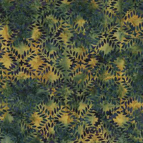 Prairie Dreams Leaf Block Multi Green Gold Orange - 122235836 - Island Batik - Nebraska Quilt Company - F04253