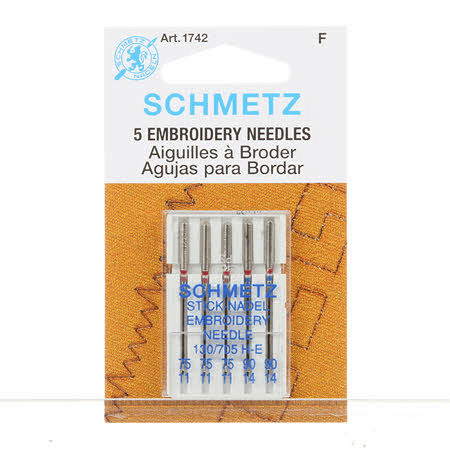 Schmetz Embroidery Machine Needles Assorted Size 75/90 1742 - Nebraska Quilt Company - N11877