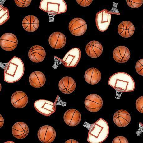Slam Dunk Packed Basketballs and Hoops Dark - 30016 - J - QT Fabrics - Nebraska Quilt Company - F04577
