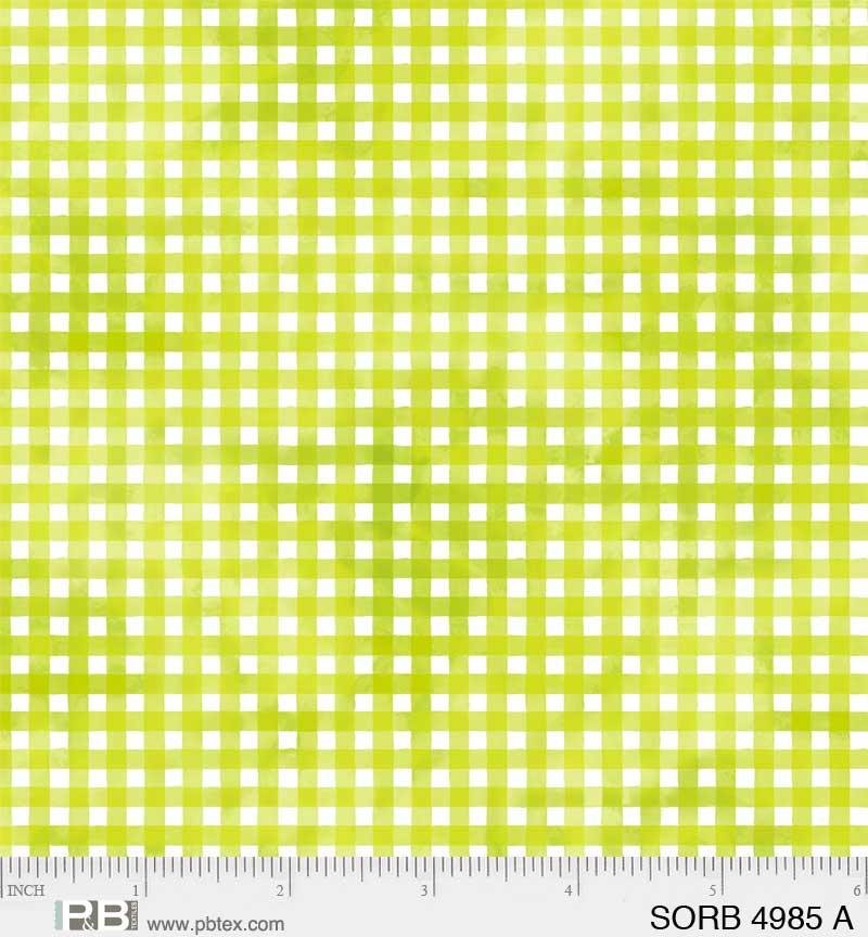 Sorbet Plaid Chartreuse - SORB 4985 A - P & B Textiles - Nebraska Quilt Company - F06679