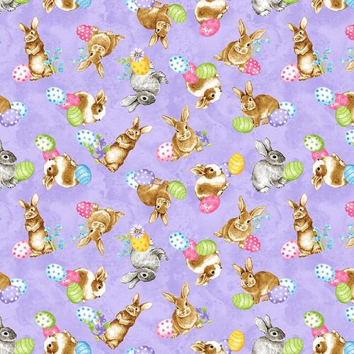 Spring is Hare Tossed Bunnies Purple - SPRINGISHARE - B - 3262 - 55 - Blank Quilting - Nebraska Quilt Company - F04385