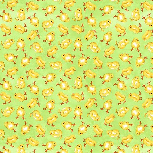 Spring is Hare Tossed Chicks Green - SPRINGISHARE - B - 3267 - 66 - Blank Quilting - Nebraska Quilt Company - F04379