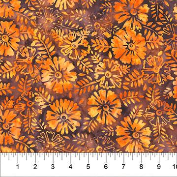 Tuscan Terrace Packed FlowersWild Orange - 80950 - 59 - Banyan Batiks - Nebraska Quilt Company - F05031