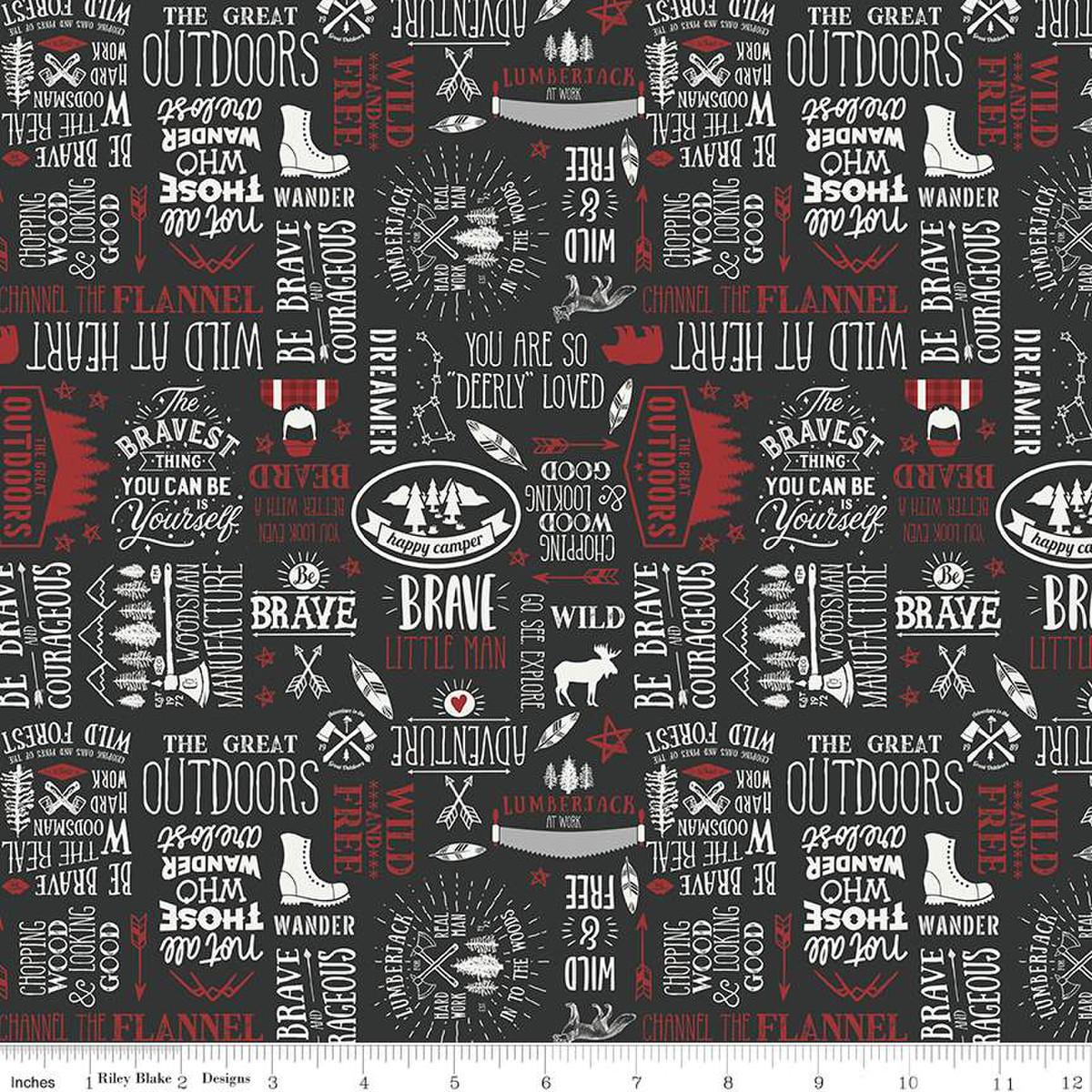 Woodsman Text Black - C13762 - BLACK - Riley Blake Designs - Nebraska Quilt Company - F06781