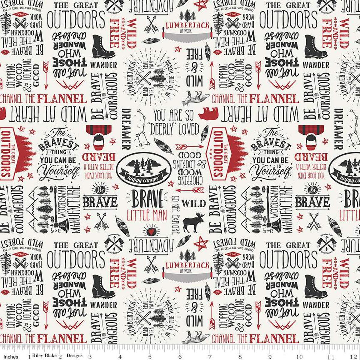 Woodsman Text Cream - C13762 - CREAM - Riley Blake Designs - Nebraska Quilt Company - F06780