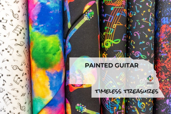 Painted Guitar by Timeless Treasures - Nebraska Quilt Company