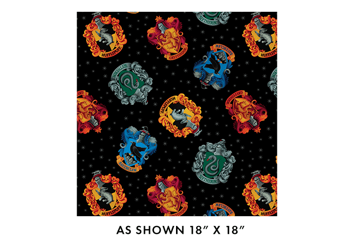 108" Wide Harry Potter House Crests Black - 15219W12B - Benartex - Nebraska Quilt Company - F2502259