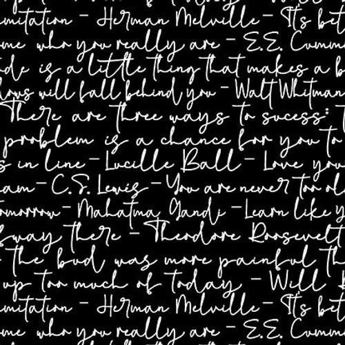 108" Wide Not So Black & White Script Black - 8238 - 90 - Studio E Fabrics - Nebraska Quilt Company - 108" Wide Not So Black & White Script Black - 8238 - 90 - Studio E Fabrics