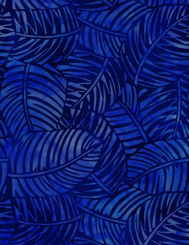 108" Wide Palm Leaves Blue - Nebraska Quilt Company - 108" Wide Palm Leaves Blue