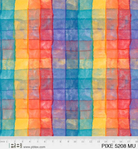 108" Wide Pixels Rainbow Square Remnant 30" x 108" - Nebraska Quilt Company - PC2501888