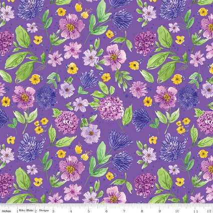 108" Wide Plum Petals Floral Violet 18" x 108" Remnant - WB15648 - VIOLET - Riley Blake Designs - Nebraska Quilt Company - PC2502416