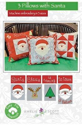 3 Pillows with Santa - Machine Embroidery - Nebraska Quilt Company - PUB2501945