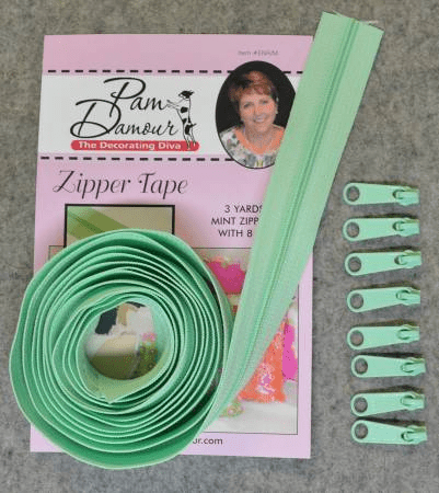 3 yards of Reversible Coil Zipper Tape with 8 Slides Mint - Nebraska Quilt Company - N2400124