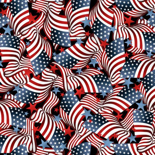 60" Wide Patriotic Minky Flag Toss Multi - 8281MK - 78 - Henry Glass & Co. - Nebraska Quilt Company - F2401483
