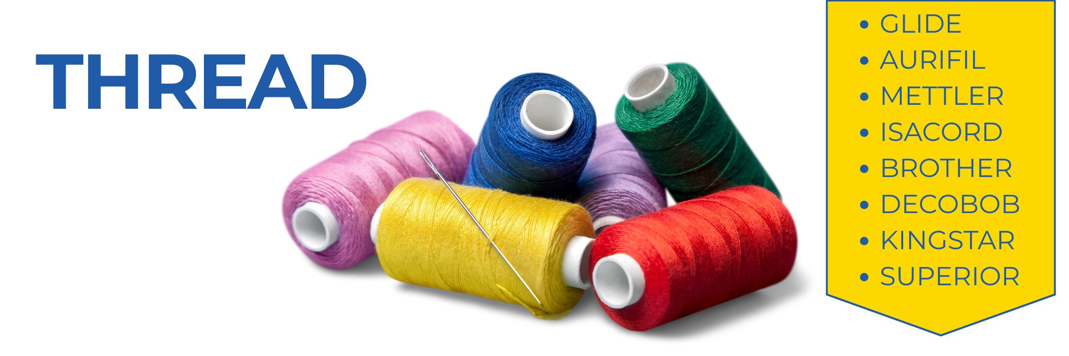 Find Aurifil, Mettler, Isacord, OESD, Glide, Affinity, Magna-Glide, Superior Threads at Nebraska Quilt Company.