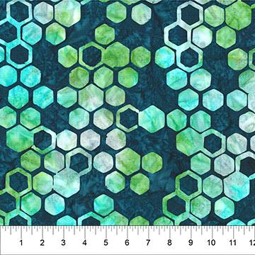 Abstraction Hexies Pearl Blue - 83813 - 46 - Banyan Batiks Studio - Nebraska Quilt Company - F261138