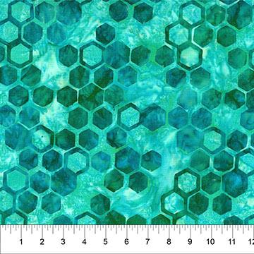 Abstraction Hexies Teal - 83813 - 63 - Banyan Batiks Studio - Nebraska Quilt Company - F261139