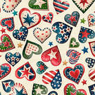 All American Snowman All American Hearts Cream - 2600 32045 E 15O - QT Fabrics - Nebraska Quilt Company - F261514