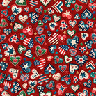 All American Snowman All American Hearts Red - 2600 32045 R 15O - QT Fabrics - Nebraska Quilt Company - F261516