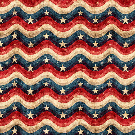 All American Snowman All American Wavy Stripe Multi - 2600 32047 X 15O - QT Fabrics - Nebraska Quilt Company - F261520