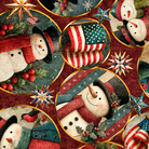 All American Snowman American Snowman Circle Vignet Brick Red - 2600 32043 M 15O - QT Fabrics - Nebraska Quilt Company - F261512