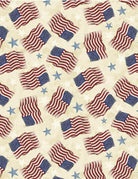 America My Home Flag & Star Toss Tan - 1 Yard Left - Verified! - Nebraska Quilt Company - F82103