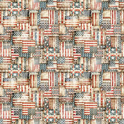 American Country Flag Patchwork Cream - 2600 31995 E 150 - QT Fabrics - Nebraska Quilt Company - F261465