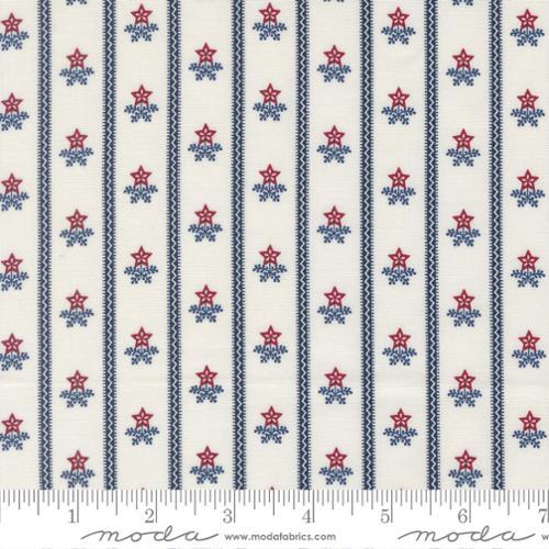 American Gatherings III Stripe Bouquet Stripes Stars Americana Cloud White - 49322 11 - Moda Fabrics - Nebraska Quilt Company - F2501774