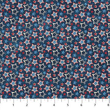 American Heartland Multi Star Toss Blue - 28735 - 49 - Northcott Fabrics - Nebraska Quilt Company - F251588