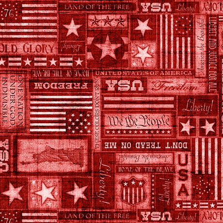 American Heritage Americana Text Red - 2600 32298 R - QT Fabrics - Nebraska Quilt Company - F261627