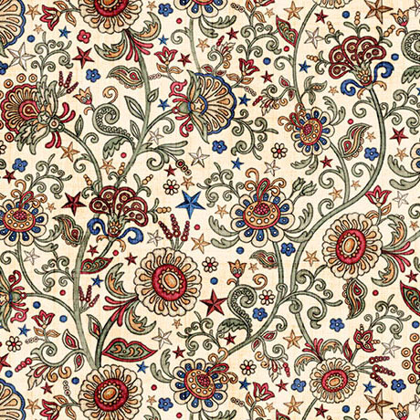 American Heritage Floral Cream - 2600 32301 E - QT Fabrics - Nebraska Quilt Company - F261620