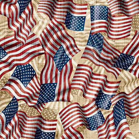 American Heritage Wavy Flag Cream - 2600 32299 E - QT Fabrics - Nebraska Quilt Company - F261625
