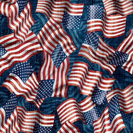 American Heritage Wavy Flag Red and Blue - 2600 32299 RB - QT Fabrics - Nebraska Quilt Company - F261624