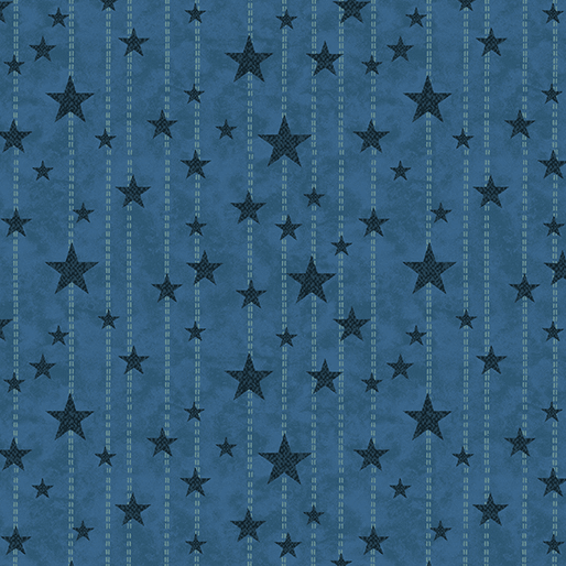 American Valor Stitches & Stars Blue - 16875-55 - Benartex - Nebraska Quilt Company - F261688