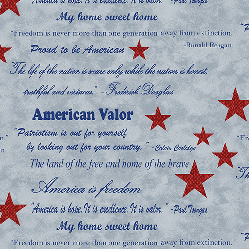 American Valor Words Of Valor Light Blue - 16872-05 - Benartex - Nebraska Quilt Company - F261703