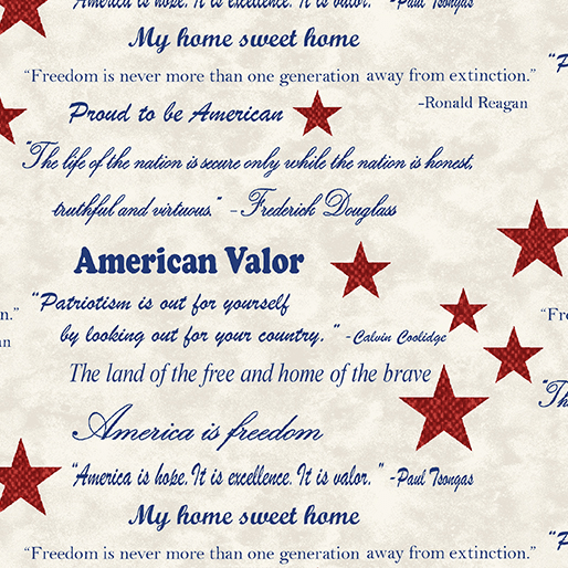 American Valor Words of Valor Natural Light - 16872-07 - Benartex - Nebraska Quilt Company - F261680